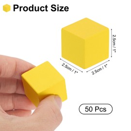 sourcing map 50Pcs Wood Blocks for Crafts, 1 Inch Unfinished Wooden Cube Pine Wood Square Block for DIY Craft Projects, Yellow