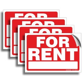 For Rent Sign Pack of 4 Pcs 10 x 7 In. Cars Trucks Indoor and Outdoor Signage Garage Advertising Commercial Business in Stores Garage Booths | Premium Vinyl Self-Adhesive Stickers, Satin Laminated, Weather, Scratch, Water, UV and Fade Resistance, Safety 