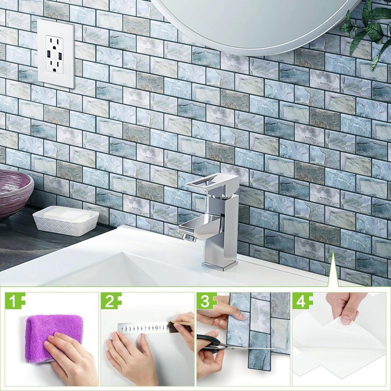 VANCORE Peel and Stick Backsplash for Kitchen: Self Adhesive Wall