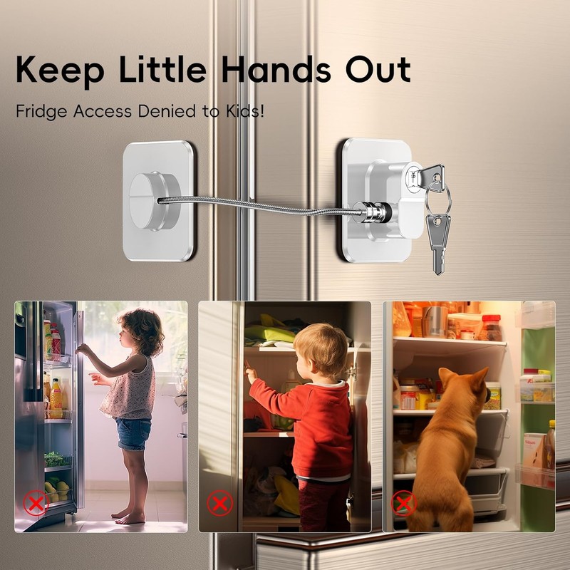 2 Pack Refrigerator Door Locks, Child Proof No Drill Fridge