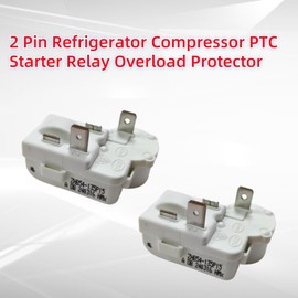 2 Pin Refrigerator Compressor PTC Starter Relay Overload Protector for Danby Haier Midea Mini Freezer Fridge, Replacement for ZHB69 120P15 ZHB60 120P15, 2 Pack