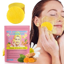 Kojic Acid and Turmeric Pads,Turmeric kojic Acid Pads, Turmeric and Kojic Acid Cleansing Pads for Face, Turmeric Cleansing Pads for Dark spots, Exfoliating, Acne Scars (40 PCS)