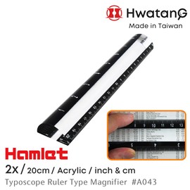 HWATANG Hamlet Optic 2X Ruler Typoscope Magnifier Optical Grade Acrylic Desk Reading Loupe Bar for Report Accountant (20cm / 7 inch)