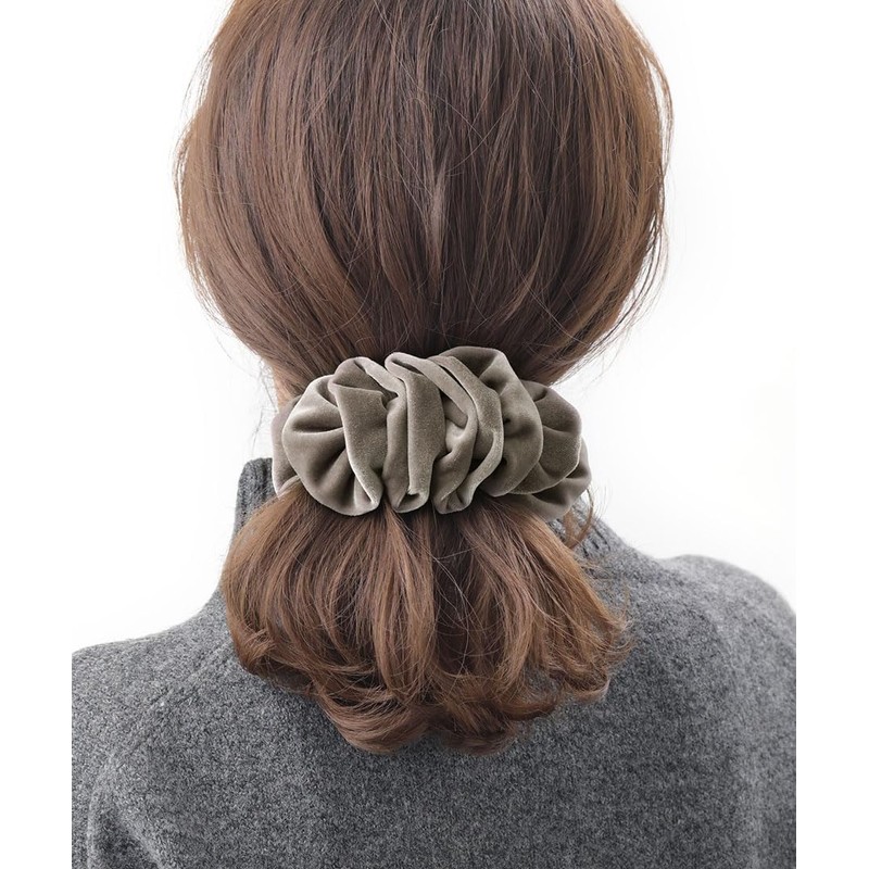 VINGTAINE H-736-gg Velvet Ruffle Banana Clip Simple Office Hair Accessory