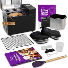 Deluxie 2LB Sourdough Bread Maker Machine for Home Bakery - 17 Program Gluten Free Bread Machine Maker with 15H Timer, 3 Loaf/Crust Sizes, Nut Dispenser - Aluminum Breadmaker Machines w/Recipe Book