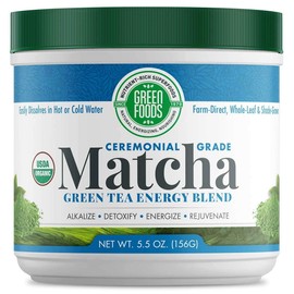 Green Foods Organic Matcha 5.5 oz 2 Pack - Green Tea Powder - Antioxidants and Energy - 11 Oz with 64 Servings Plus stress Ball | Té Verde en Polvo y bola Antiestrés