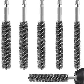 Stainless Steel Bore Brush Stainless Steel Bristles Wire Brush for Power Drill Cleaning Wire Brush Stainless Steel Brush with Hex Shank Handle (6 Pieces,0.8 cm, 1 cm, 1.2 cm, 1.5 cm, 1.7 cm, 1.9 cm)
