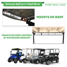 Cartalia Universal Golf Cart 4 Panel Rear View Mirror for EZGO Club Car Yamaha, 35.8" Length Wide Angle Panoramic Mirror Eliminate Blind Spots for ATV UTV Vans Trucks, Included All Hardware