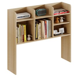 ChooChoo Desktop Bookshelf, Wood Desk Hutch Organizer with 7 Shelves for Computer Desk, Desktop Shelf Bookshelf Storage for College Dorm Office Home, Natural