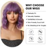 Tangyaoyusun 16Inch Short Wavy Wig with Bangs Shoulder Length Bob