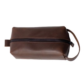 KAAL Crazy Horse Genuine Leather Toiletry Bag, Toiletry Bag for Men, Dopp Kit for Men, Toiletry Bag for Women, Travel Toiletry Organizer Dopp Kit Shaving Bag for Accessories (Tan, Large)