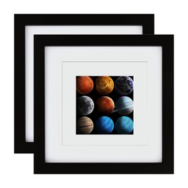 EGOFINE 8x8 Picture Frames Set of 2 - Made of Solid Wood for Table Top and Wall Mounting Black