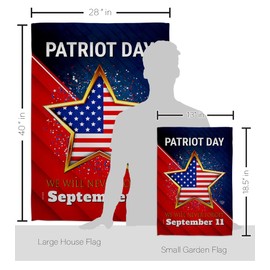 Ornament Collection Never Forget 9/11 Garden House Flag Set Patriot Day World Planet Peace Environment Awareness United State American Decoration Banner Small Yard Gift Double-Sided, Made in USA