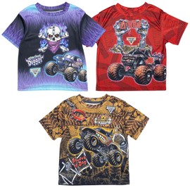 Monster Jam Zombie Son-uva Digger Mutt Little Boys 3 Pack Graphic T-Shirts Blue/Grey/Brown 7-8