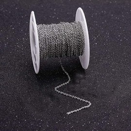 10m Rollo De Extensor De Cadena De Acero Inoxidable,Cadena de eslabones trenzados de acero inoxidable con carrete para hacer collares y joyas (1.5mm)
