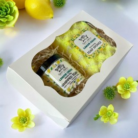 Lemon Crush Bath Gift Set | Whipped Soap & Exfoliating Soap Filled Sponge | Citrus Collection | Secret Santa Gifts | Mother's Day Gifts | Father's Day Gifts | Lemon Body Scrub | Valentine's Day Gifts