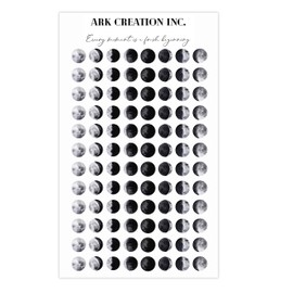 ARK Creation 96 Mini Moon Phase Planner Sticker - Realistic Moon Phase Sticker - Lunar Tracking Sticker