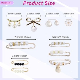35 Pcs Pearl Brooch Pins, Sweater Shawl Clip Faux Pearl Brooches, Decorative Safety Pins Fashion Cover Up Buttons Sweater Shawl Pins for Women Clothing Dresses Decoration Accessories