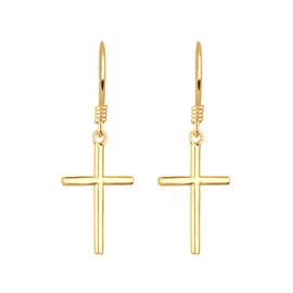 Elli Earrings Ladies Ear Hanger Cross in 925 Sterling Silver Gold Plated