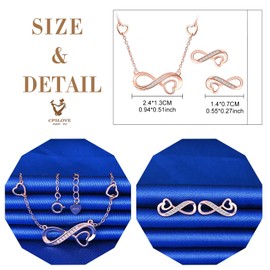 CPSLOVE Necklace Chain Earrings for Women Girls 925 Silver Jewellery Sets Infinity Symbol Necklace Pendant and Earrings Inlaid Zircon, Sterling Silver, Cubic Zirconia
