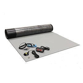 Scientific Americas ESD Mat Kit - Anti-Static Table Mat - Heat Resistant Soldering Mat - with a Wrist Strap, Grounding Cable, and Dual Bench Grounding (12'' x 24'' (1' x 2'), Gray)
