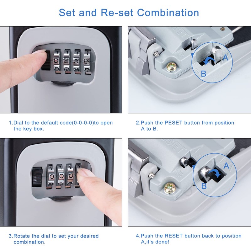 ZHEGE Key Safe with Shackle, Portable Key Safe Padlock (Free