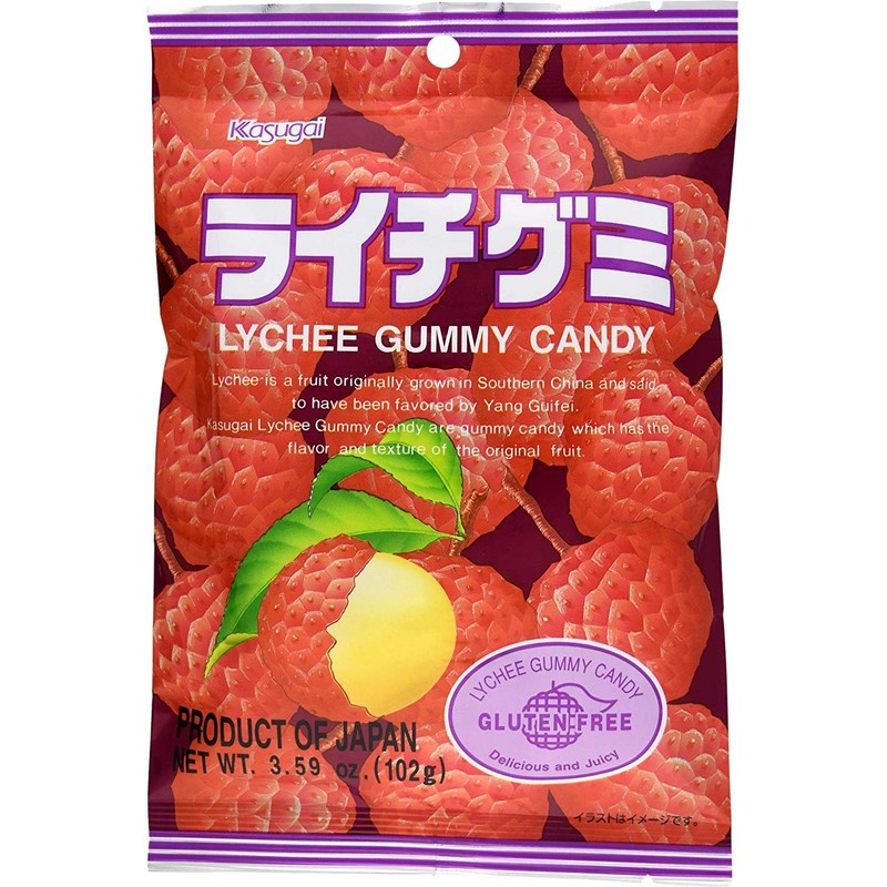 Kasugai Lychee Gummy Candy 3.59oz (12 Pack)