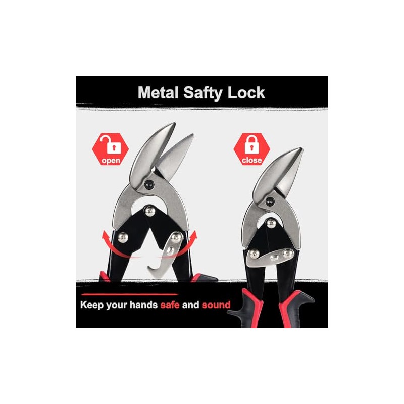 Aviation Tin Snips Set, Straight Heavy Duty Left and Right