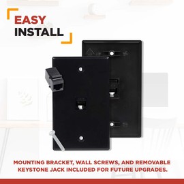 BUYER'S POINT Cat6 Ethernet Female-to-Female Wall Plate | UL Listed, 1 Port, Perfect for High Speed Data Connection at Work or Home (Black) — 2 Pack
