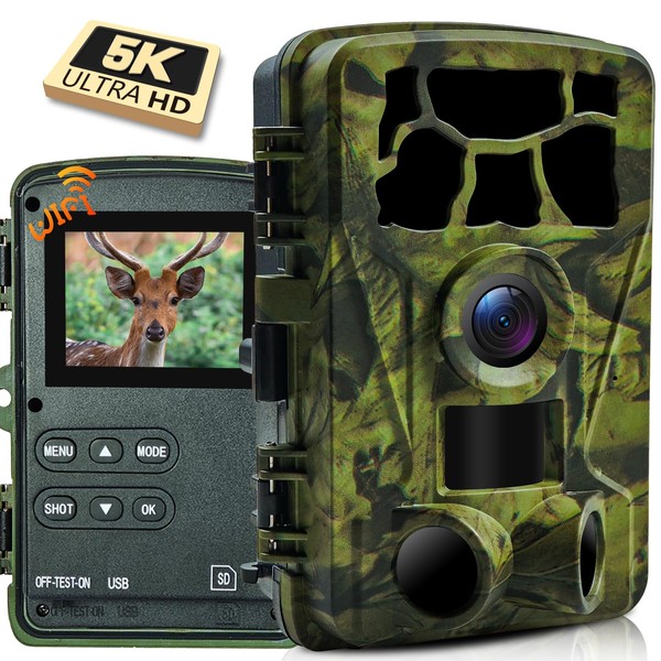 5K Trail Camera, WIFI 60MP Camera, 64GB SD Card, APP