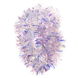 DIYASY 6M Chunky Rainbow Christmas Tinsel Garlands For Christmas Tree and Home Decorations (Rainbow White)