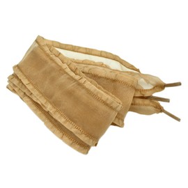 Blausky 2 Pairs of Chiffon Shoelaces, 4 cm Wide Flat Laces, Tulle Ribbon Laces, Ruffle Shoe Laces, Organza Glitter Shoe Laces for Sports Shoes, Leisure Shoes, Ballet Shoes, White, 60 cm, apricot