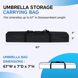 lihtsofty Patio Umbrella Bag 420D Waterproof Outdoor Hammock Umbrella Storage Bag Fits for Home Storage Carrying Traveling & More Patio Hammock and Steel Stand Storage Bag 67" Lx 7" Wx 7" H Black