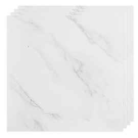 AKOLAFE 20 Sheet Vinyl Flooring 12x12 Peel and Stick Floor Tile Waterproof Clearance Vinyl Floor Tiles White Marble Self Adhesive Floor Tiles Sticky Laminate Flooring for Bathroom Kitchen Basement RV
