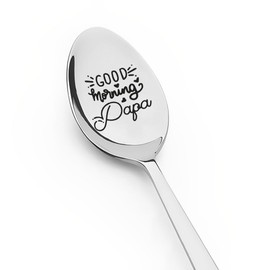 Papa Father's Day Gifts from Daughter Son Good Morning Papa Spoon for Father Dad Birthday Gift for Men Daddy I Love You Dad Gift for Step Father Long Distance Relationship Gifts for Men Stepdad