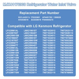 MJX41178908 Refrigerator Water Inlet Valve Compatible with LG Kenmore Refrigerator Replaces for 5221JA2011J 1398828 AP4451762 PS3536019 EAP3536019 PD00005215 AH3536019