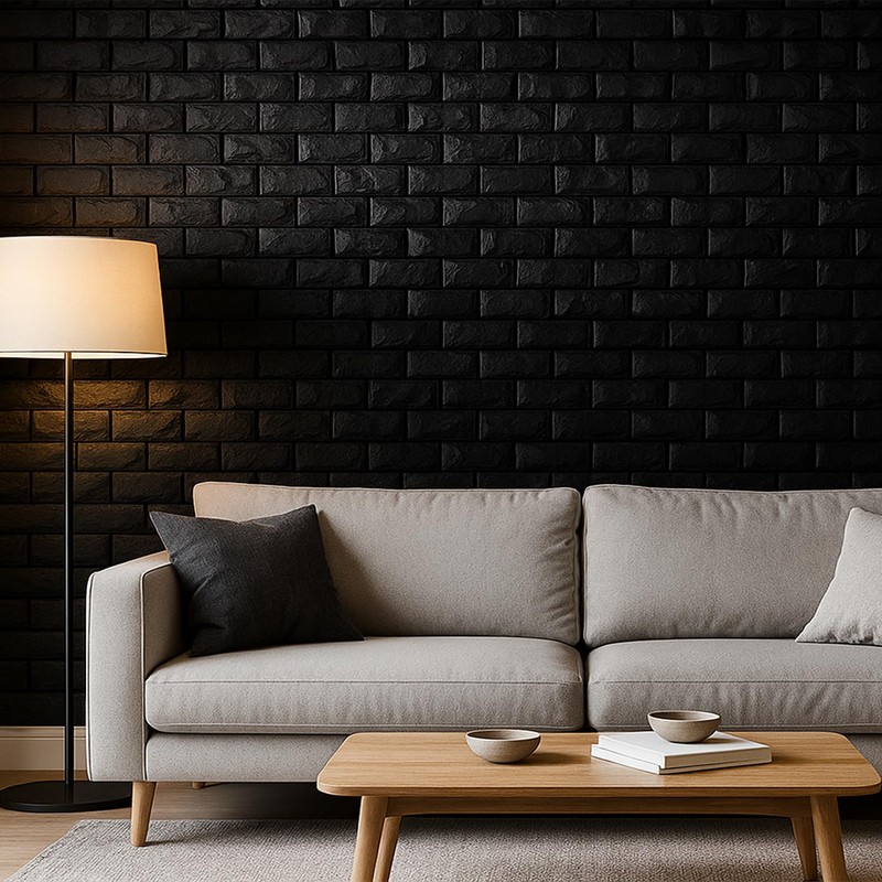 20 Pcs 3d Wall Panels Stick and Peel, Black Brick