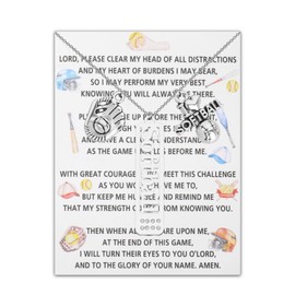 BEKECH Softball Lord Prayer Necklace Softball Player Gift For Team Sports Coach(SILVER)