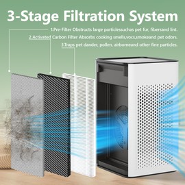 25 Replacement Filter for Allergens,Wildfire Smoke, Dust,Odors,Pollen,Pet Dander 3-in-1 with Pre-filter, H13 HEPA,and Activated Carbon for 99.7% Removal,2 Pack