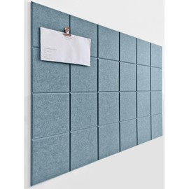 DECORITA Cork Board 24 x36 Alternative - 6 Pack Felt Wall Tiles with Safe Removable Adhesive Tabs, Cork Boards for Walls Cork Board for Home Office Pin Board Tack Board Cork Board - Gray Blue