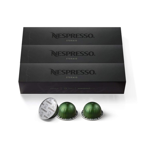 Nespresso Capsules VertuoLine, Stormio, Dark Roast Coffee, 30 Count Coffee Pods, Brews 7.8oz
