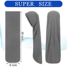 Twistover 2 Pcs Jumbo Dreadlock Cap Hair Dreads Head Wrap Loc Wraps for Dreads Hair Accessories for Men Women Sleeping (Black,Gray,30 Inches)