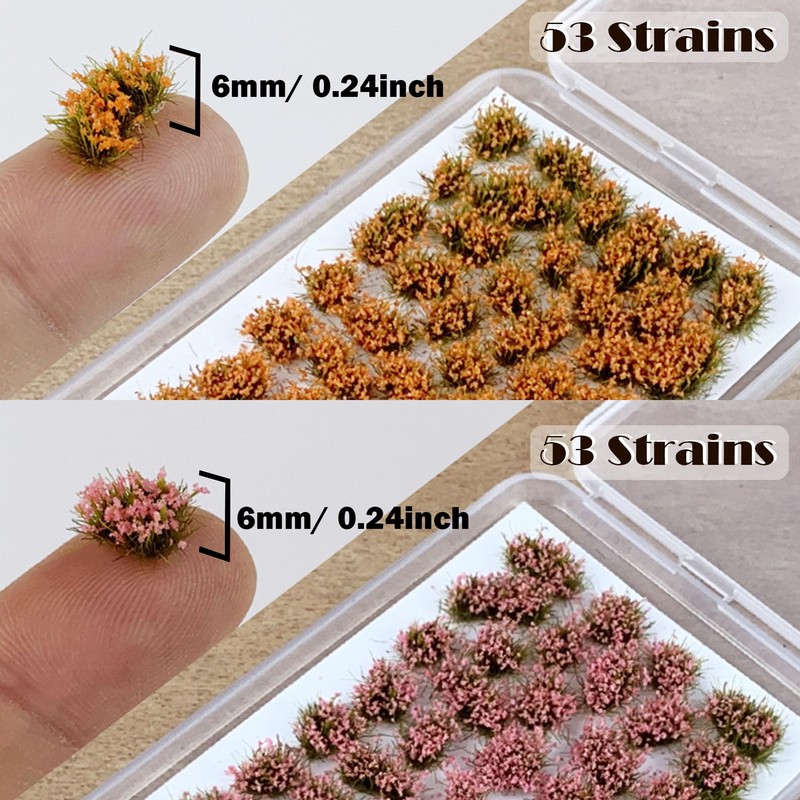 Woohome Miniature Colourful Flower Cluster, Multi Sizes Static Grass Tuft