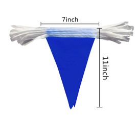 Consummate 100 Feet Blue Blank Pennant Banners Flags String Hanging DIY Triangle Bunting Flags for Grand Opening,Kids Birthday,Party Decorations,60 PCS