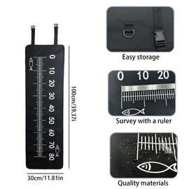 Coffee Life Plus® Unhooking Mat, Fishing Predator Unhooking Mat, Fishing Fish Tape Measure for Fishing, Foldable Carp Mat, 30 x 100 cm Fishing Unhooking Mat, with Tape Measure of Fishing Accessories