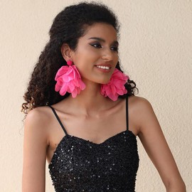 ZMANYIJEW Rainbow Acrylic Tassel Earrings for Women Colorful Leaf Flower Earring Bead Rainbow Earring for Women(4 ERose)