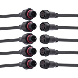 dstfuy Waterproof Connector 2 Wire,16AWG 2Pin Male Female Plug LED Connector with IP65,20CM Extension Cable for Car,LED Strip Lights (5Pairs)