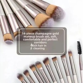 Brochas Velvoss 14 Piezas Cepillo Maquillaje Color Champán                                                                                            