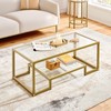 Yaheetech Gold Coffee Table, 42" Rectangular Glass Coffee Table for