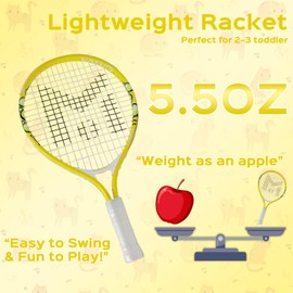 INSUM 17 inch Kids Tennis Racket for Aged 2~3 Starter, Multi-Color & Size Toddlers Tennis Racket for Baby Boys & Girls Beginner, Come with Shoulder Cover Bag for Carry(Yellow)